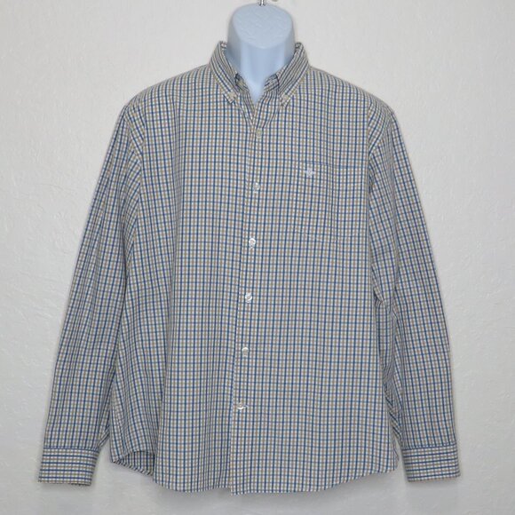 Dockers* Men's Long Sleeve Button Down Curved Hem Chest Pocket Plaid Shirt~ XL - Picture 1 of 11